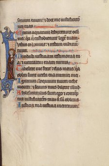 Initial I; Bute Psalter: A Saint, text and illumination about 1285. Creator: Bute Master.