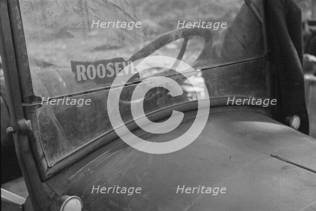 The windshield of a migratory agricultural laborer's car, Sacramento, California, 1936. Creator: Dorothea Lange.