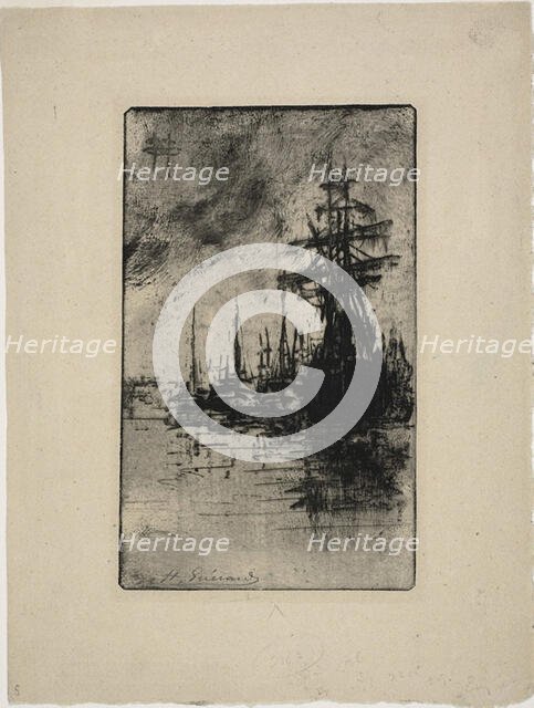 Sailboats on the water, c. 1888. Creator: Henri-Charles Guerard.