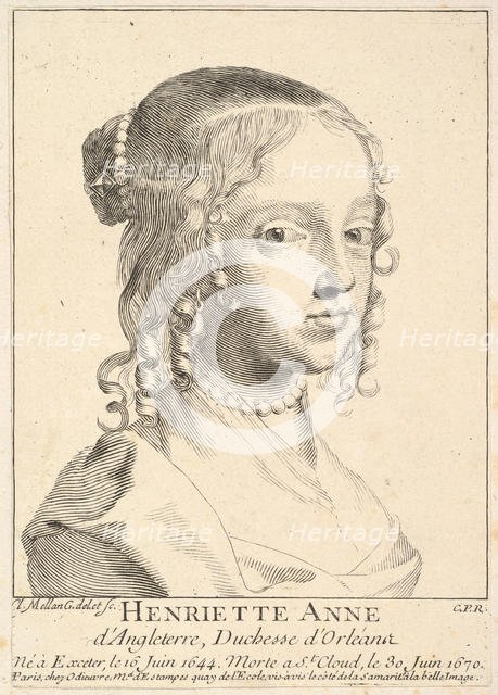 Henriette-Anne d'Angleterre, duchesse d'Orléans. Creator: Claude Mellan.