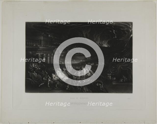 Fall of Nineveh, from Illustrations of the Bible, 1835. Creator: John Martin.