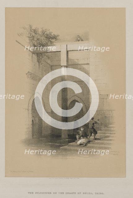 Egypt and Nubia, Volume III: The Nileometer. Island of Rhoda, 1849. Creator: Louis Haghe (British, 1806-1885); F.G.Moon, 20 Threadneedle Street, London.