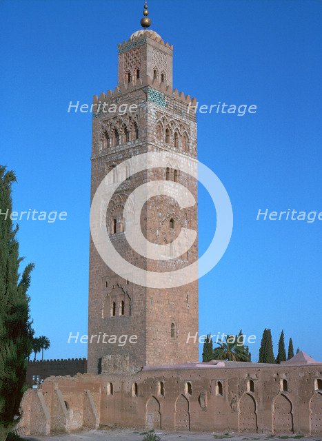 Tower of Koutoubia Mosque in Marrakech, 12th century. Artist: Abu Yusuf Yaqub al-Mansur