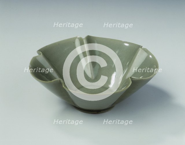 Five-petalled Yaozhou celadon bowl, Five Dynasties-early Northern Song dynasty, 10th century. Artist: Unknown