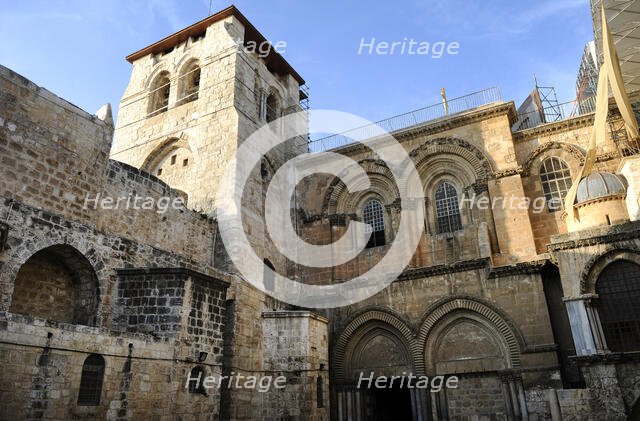 Crusader façade, Basilica of the Holy Sepulchre, Jerusalem, Israel, 2014.  Creator: LTL.