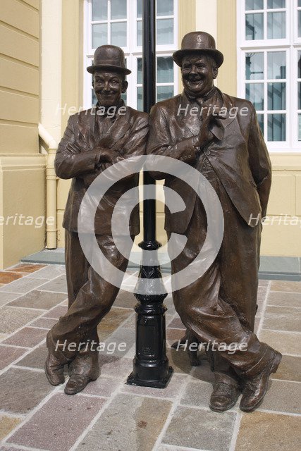 Laurel and Hardy statue, Coronation Hall, Ulverston, Cumbria, 2009.