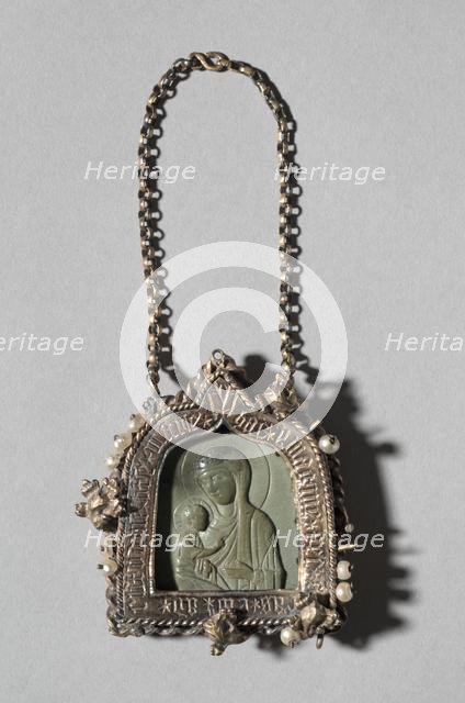 Pendant Icon with the Virgin "Dexiokratousa" and Frame with Winged Bull of Saint Luke… Creator: Unknown.