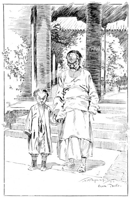 'Entrance to the British Legation, Pekin. The oldest servant and his son', 1900. Artist: Unknown.