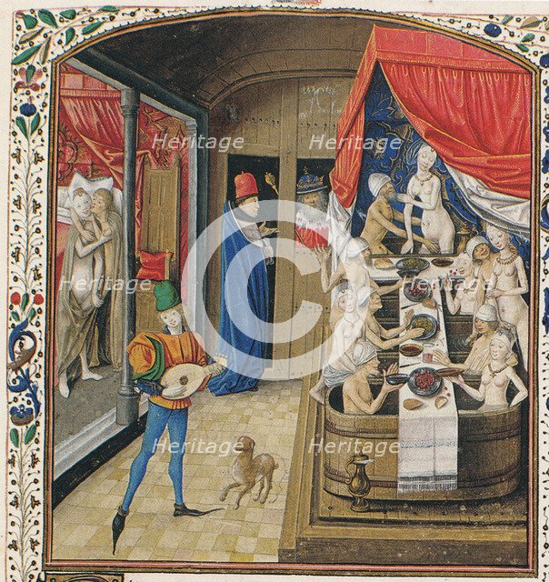 A Bathhouse. From Facta et dicta memorabilia by Valerius Maximus, ca 1470. Artist: Master of Anthony of Burgundy (active ca 1460-1490)