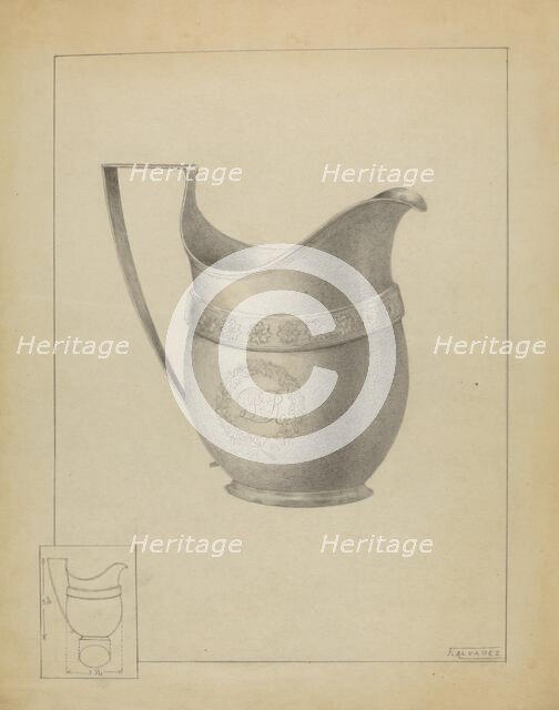 Silver Creamer, c. 1936. Creator: Francisco Alvarez.