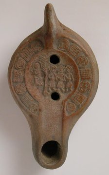 Lamp with the Three Hebrews before Nebuchadnezzar, Tunisia, 5th-6th century. Creator: Unknown.
