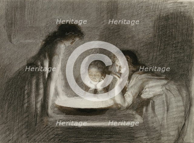 Christmas Eve fortune telling, 1870s. Artist: Kramskoi, Ivan Nikolayevich (1837-1887)