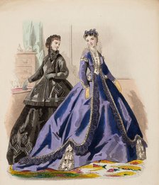 Fashion Plate - Petit Courrier des Dames 'Modes de Paris', 1865-66. Creator: Gilquin fils.