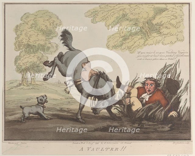 Horse Accomplishments, Sketch 12: A Vaulter !!, August 1, 1799., August 1, 1799. Creator: Thomas Rowlandson.