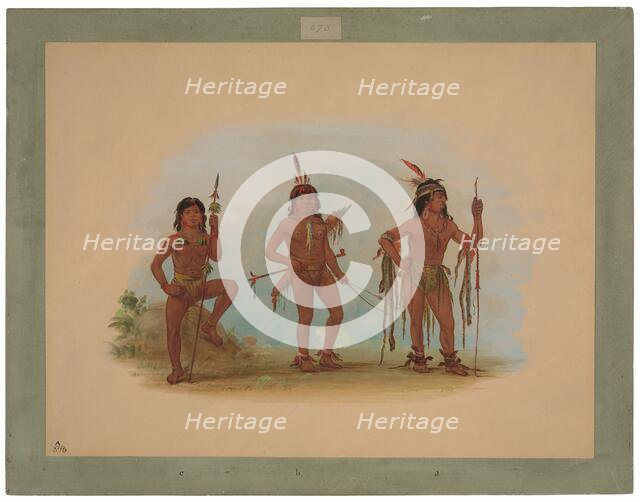 Lengua Medicine Man with Two Warriors, 1854/1869. Creator: George Catlin.