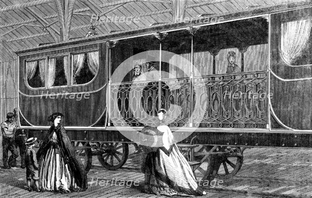 The International Exhibition: Belgian first-class railway-carriage, with smoking-saloon..., 1862. Creator: Unknown.