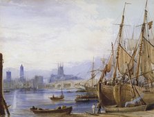 'Old London Bridge and Southwark', c1830. Artist: George B Campion