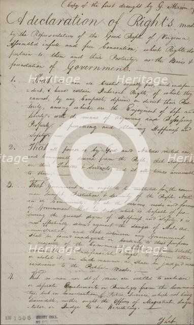 Document, 1776-06-12. Creator: Virginia Convention.