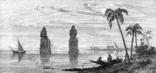 Inundation of the Nile: colossal statues in the Plain of Thebes, 1861. Creator: Richard Principal Leitch.