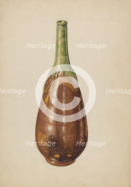 Terracotta Wine Bottle, 1935/1942. Creator: Al Curry.