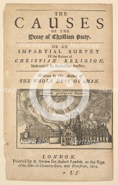 St. Paul's Burning, (Lex ignea), 1671 or after. Creator: Wenceslaus Hollar.