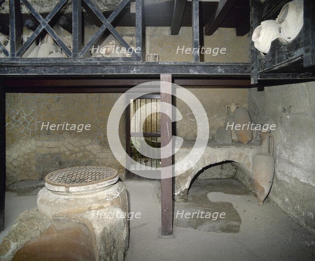 Wine shop, House of Neptune and Amphitrite, Herculaneum, Italy, 2002. Creator: LTL.