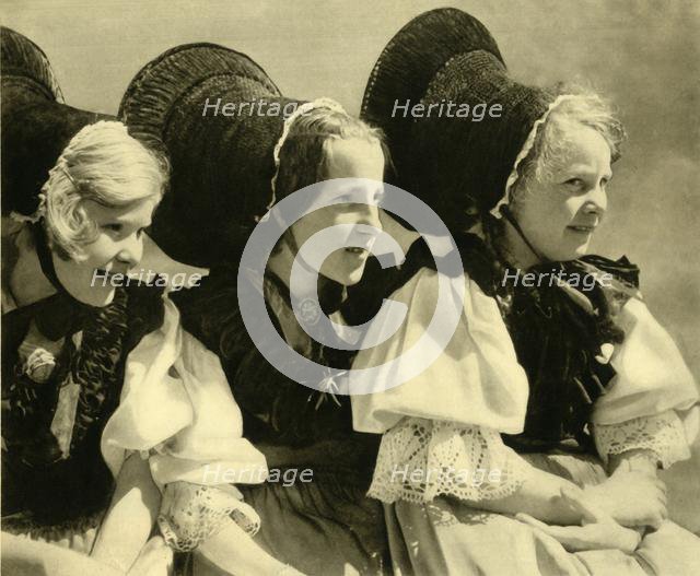 Girls in traditional costume, Vorarlberg, Austria, c1935. Creator: Unknown.