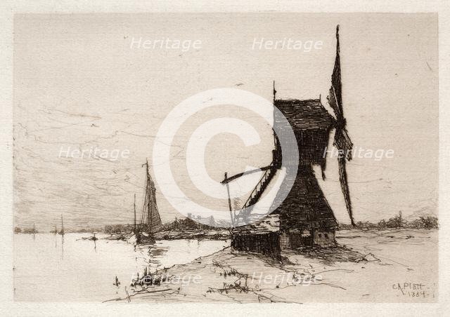 Windmill along the Coast, 1884. Creator: Charles Adams Platt (American, 1861-1933).