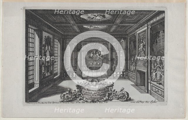 Title Plate with a Cartouche Set in a Lavish Interior, from Nouveaux Liu..., published 1703 or 1712. Creator: Daniel Marot.