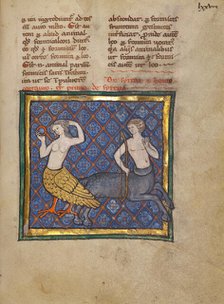 A Siren and a Centaur; Bestiary, about 1270. Creator: Unknown.