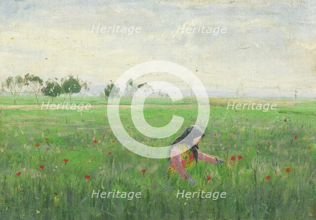 Woman in a Meadow, around 1900. Creator: Karol Miloslav Lehotský.