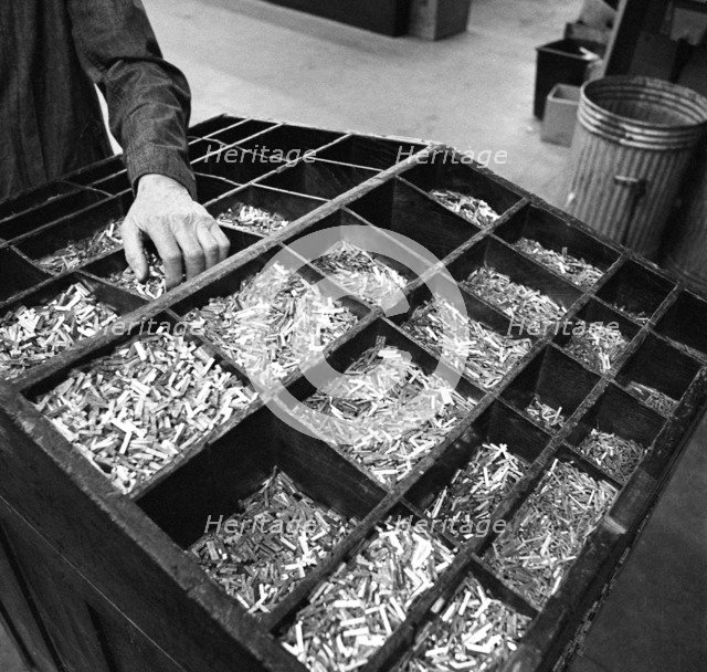 Set type broken up after use, the White Rose Press, Mexborough, South Yorkshire, 1968.  Artist: Michael Walters