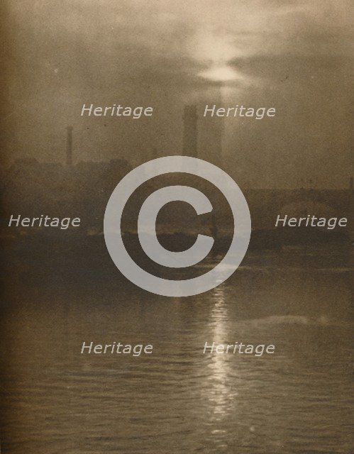 'Mists of a London Evening on the Surrey Shore By Waterloo Bridge', c1935. Creator: Huson.