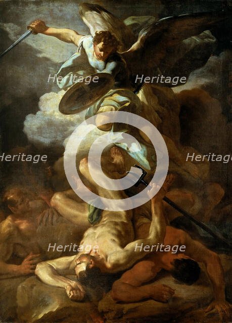 The Archangel Michael defeating Lucifer, 1750. Creator: Giaquinto, Corrado (1703-1766).