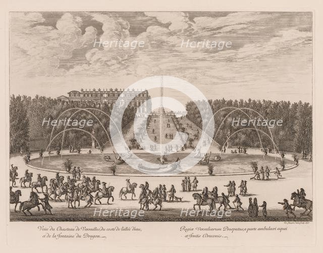 Vue du Château de Versailles, du côté de lallée et de la fontaine du Dragon, 1676. Creator: Israël Silvestre (French, 1621-1691).