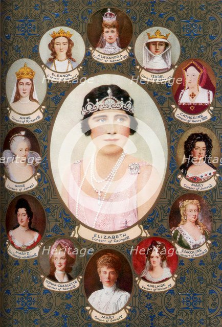 Queen consorts crowned in Westminster Abbey, 1937. Artist: Unknown
