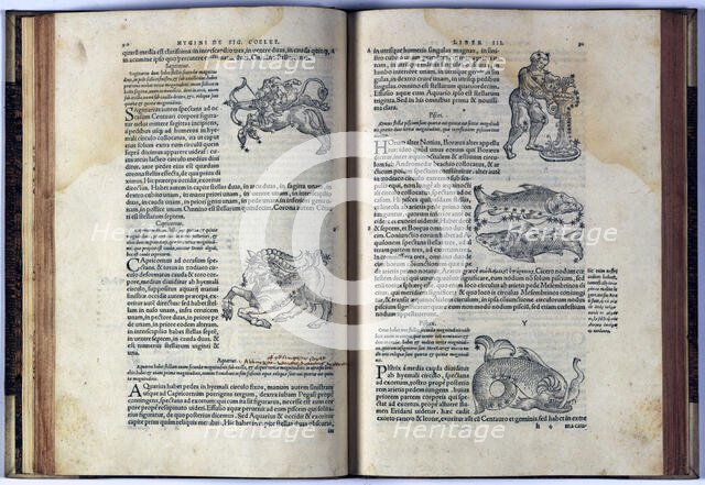 Pages of the book on mythology and iconography 'Fabolarum liber', 1549. Creator: Gaius Julius Hyginus (64 bC. - 17 aC,).