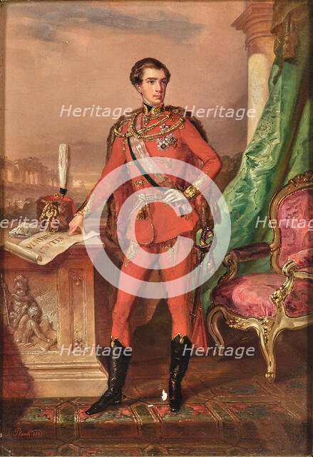Portrait of Emperor Franz Joseph I of Austria (1830-1916), in Hungarian adjustation, 1852. Creator: Plank; Josef (1815-1901).
