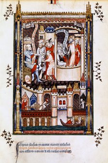 St Denis, St Rusticus and St Eleutherius in prison, 1317. Artist: Unknown