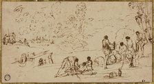 Group of Figures by a River, n.d. Creators: Agostino Tassi, Annibale Carracci.