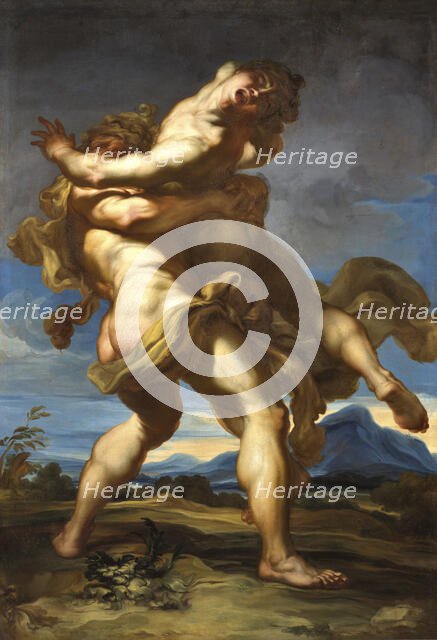 Heracles and Antaeus, c.1690. Creator: De Ferrari, Gregorio (1647-1726).