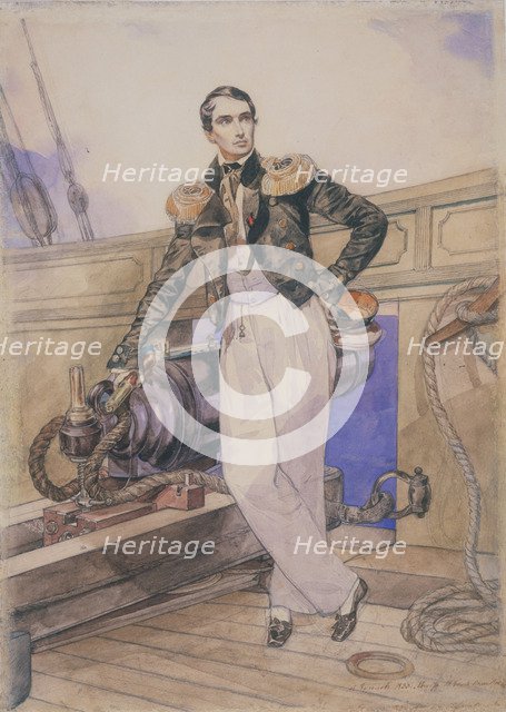 Vladimir Alexeyevich Kornilov aboard the brig Themistocles, 1835. Artist: Briullov, Karl Pavlovich (1799-1852)