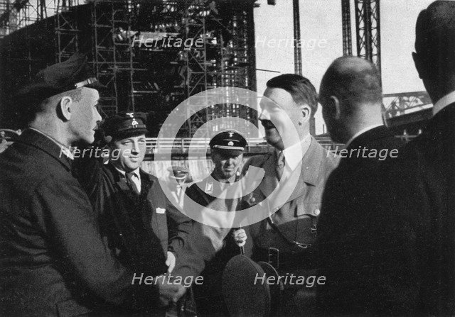 Adolf Hitler meeting the workers of the Blohm & Voss shipyard, Hamburg, Germany, 1934. Artist: Unknown