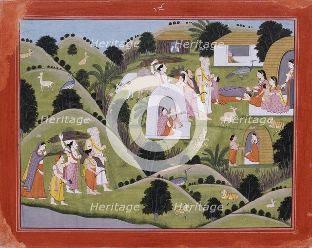 Hermitage of Valmiki, Folio from the "Nadaun" Ramayana (Adventures of Rama), c1820. Creator: Unknown.