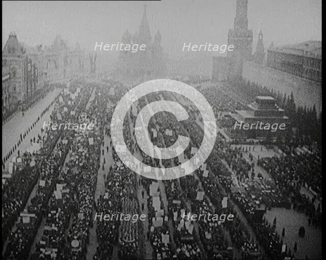Massive Demonstration in Moscow's Red Square, 1920. Creator: British Pathe Ltd.