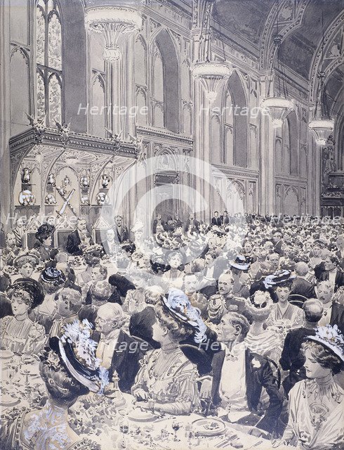 Banquet at the Guildhall, London, 1908. Artist: Anon