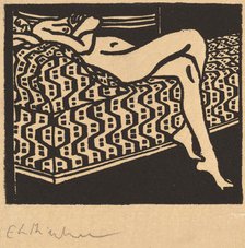 Nude Girl Lying on a Sofa, 1905. Creator: Ernst Kirchner.