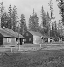 Row of model homes in millworkers town, Gilchrist, Oregon, 1939. Creator: Dorothea Lange.