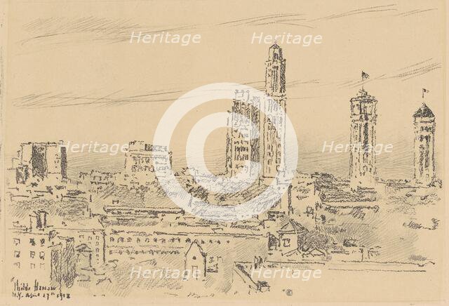 New York Sky Line, Light Buildings, 1918. Creator: Frederick Childe Hassam.