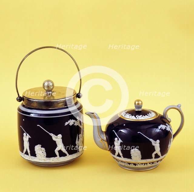 Copeland Spode golf-themed ceramics, c1905. Artist: Unknown